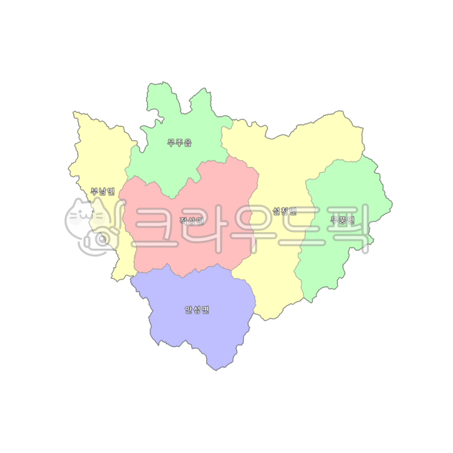 전라도,전라북도,전북,전북특별자치도,무주군,대한민국,우리나라,한국,행정구역,지도,행정구역지도,4색지도,파란색,노란색,빨간색,초록색,map