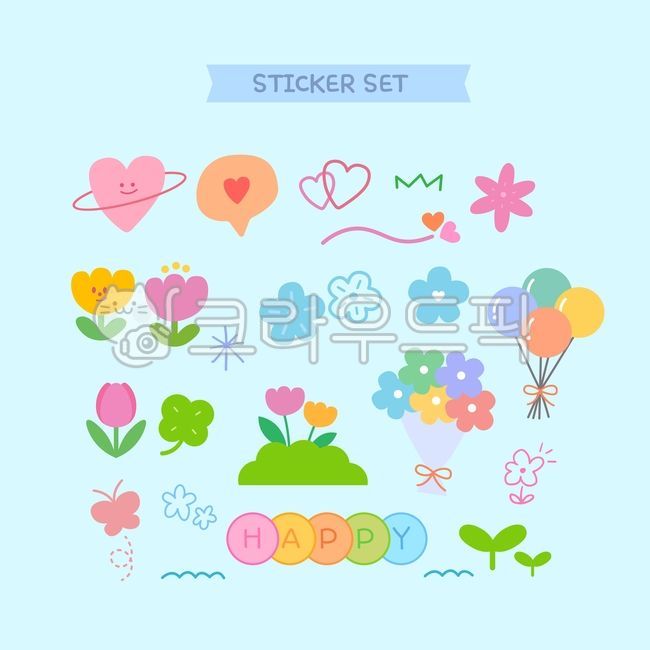Sticker image,daku image,sticker set,diary decoration,diary,decoration,cute,flower,lovely,sticker,deco,illustration,flat,simple,cuteness,vector,colorful,heart,balloon,flower,bouquet,tulip,clover,butterfly,smile,leaf,happiness,ph