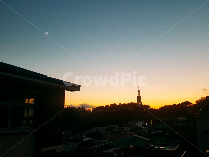 하늘,달,노을,초승달,그믐달,야경,밤,풍경,nightscape,night,landscape,도시,city,nature,자연,outdoors,옥외,sunset,일몰,dawn,새벽,red sky,붉은 하늘,sky,dusk,황혼