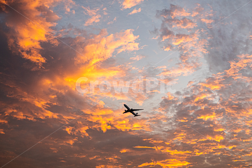 노을,해질녘,sunset,clouds,구름,하늘,자연,풍경,nature,옥외,항공기,aircraft,airplane