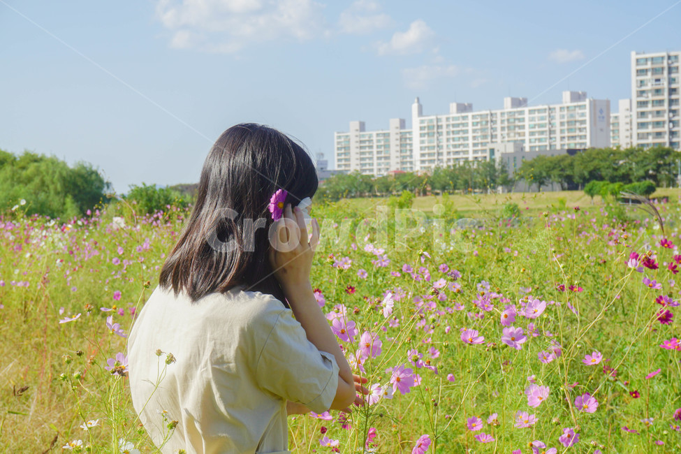 여자,인물,소녀,학생,봄,꽃,꽃밭,강변,자연,여름,뒷모습,감성,하늘,구름,산책,나들이,소풍,모델,식물,목초지,산뜻함,활기,사람,인물,인간,human,person,여성,여자,woman,female,lady