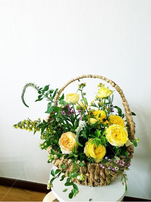 꽃바구니,축하,꽃,노란장미,flower