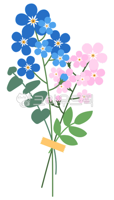 물망초,꽃,꽃다발,부케,일러스트,식물,핑크색,분홍색,파란색,하늘색,forgetmenot,flower,bouquet,bunch,illustration,natural,pink,blue