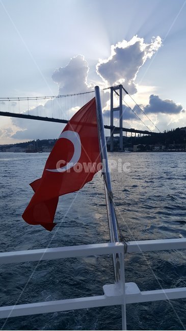 배,바다,깃발,하늘,해,구름,태양,투어,boat,ship,ocean,sea,flag,skty,sun,clouds,tour