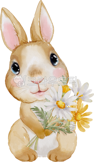 토끼캐릭터,토끼,수채화,그림,일러스트,토끼그림,동물,귀여운,캐릭터,그래픽,디자인소스,유치원,그림소스,어린이집,토끼띠,동물그림,데이지,꽃,식물,동물,animal,포유류,mammal,그래픽,일러스트레이션,graphic,illustration
