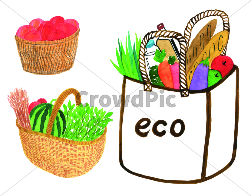 손그림,물감그림,handdrawing,watercolor,basket,바구니,과일,장바구니,shoppingbasket,fruit,토마토,tomato,사과,apple,watermelon,당근,carrot