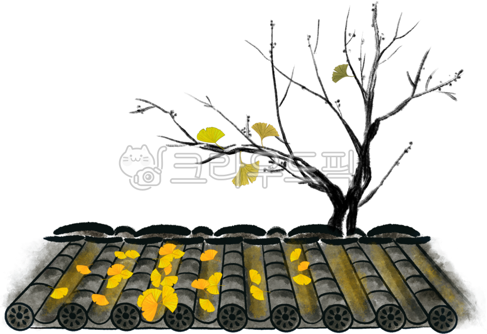 roof,Hanok wall,Ginkgo,traditional painting,folk tale,yellow maple leaves,fall image,fence background,ginkgo leaves,Hanok,tile roof,tile,ginkgo maple,autumn leaves,autumn,tiled house,tradition,Maple