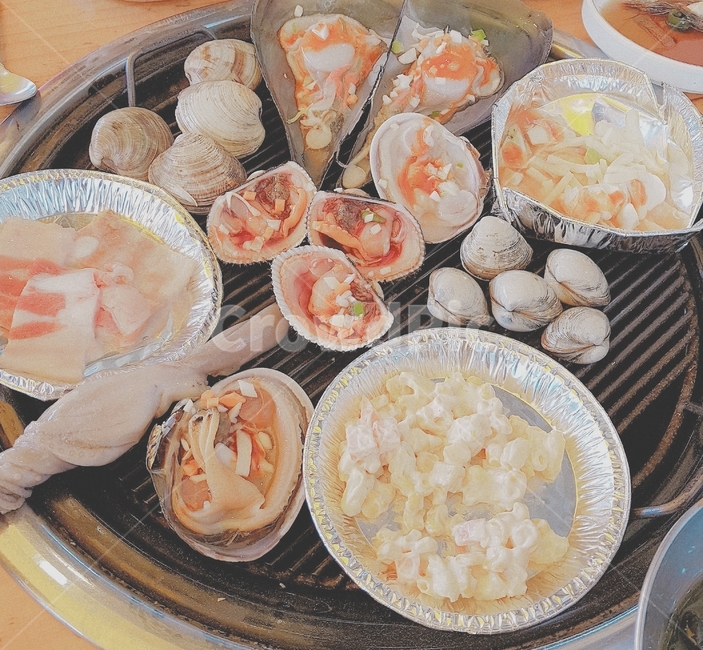 바다,음식,힐링,조개,조개구이