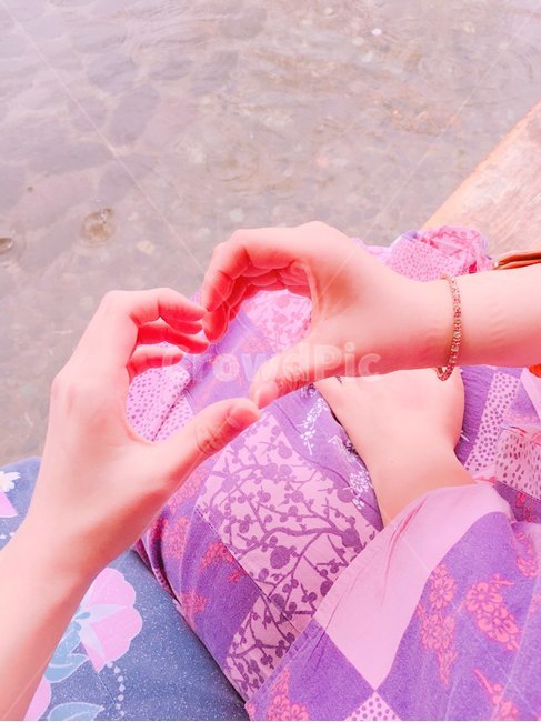 친구,우정,유카타,온천,하트,손,hand,friendship,friend