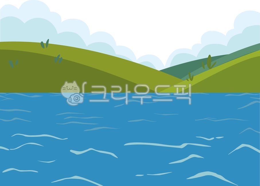 풍경,물,호수,강,강물,바다,산,언덕,구름,푸른,자연,봄,여름,환경,일러스트