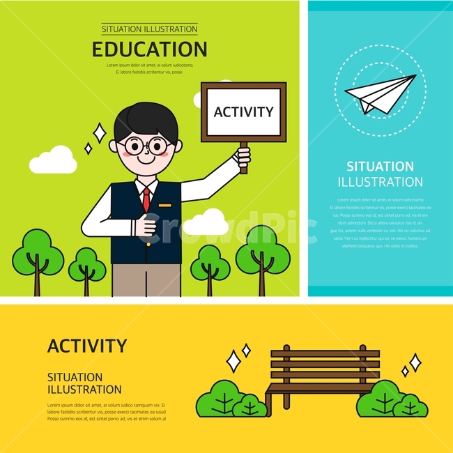 학생,나무,의자,벤치,종이비행기,교육,교육,학교,공부,education,learning,study,school,그래픽,일러스트레이션,graphic,illustration