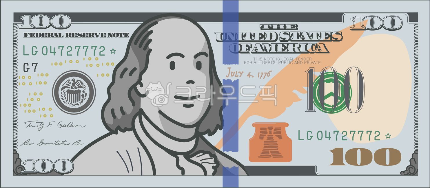 달러, 100달러, 돈, 머니, 경제, 사진,이미지,일러스트,캘리그라피 - playgiround작가