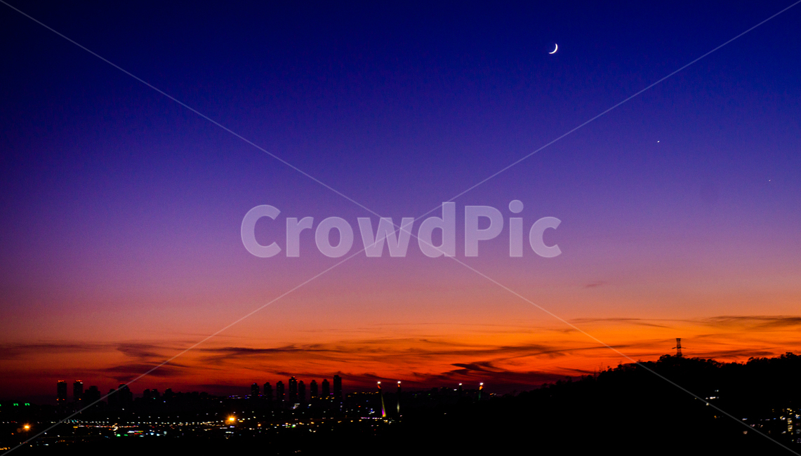 풍경,노을,밤하늘,달,석양,sunset