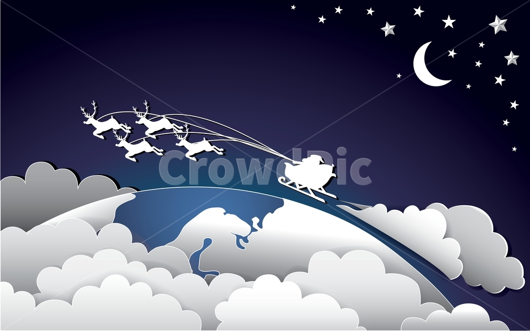 크리스마스,산타,눈,메리크리스마스,해피뉴이어,새해,루돌프,종이아트,papercutout,christmas,성탄절,winter,snow,겨울,산,happynewyear,구름,달,별,지구,겨울,계절,winter,season,그래픽,일러스트레이션,graphic,illustration