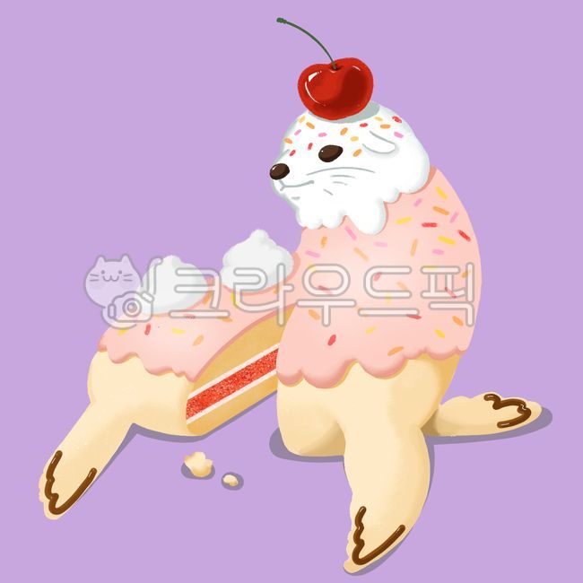 케이크,물개,체리,상큼한,일러스트,그래픽,일러스트레이션,graphic,illustration