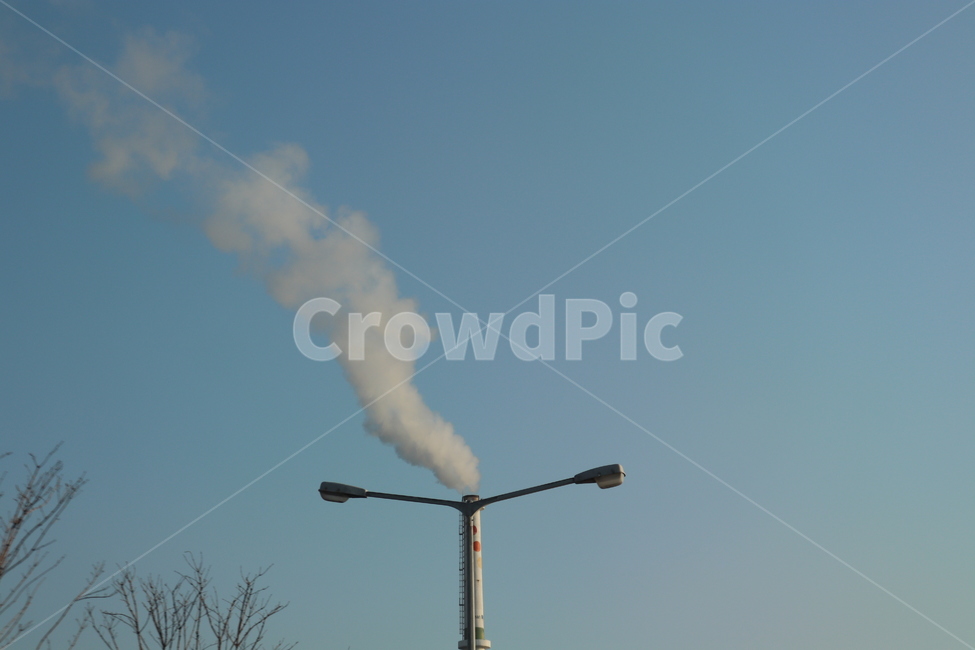 가로등,굴뚝,연기,하늘,sky,chimney,smoke