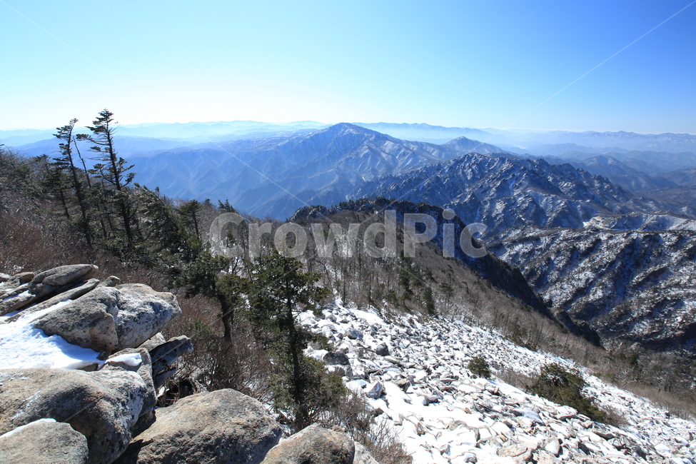 설악산,겨울산행,파란하늘,대청봉,능선,겨울나무,설원,등산,겨울,계절,winter,season,자연,풍경,nature,landscape,tree,나무,plant,식물