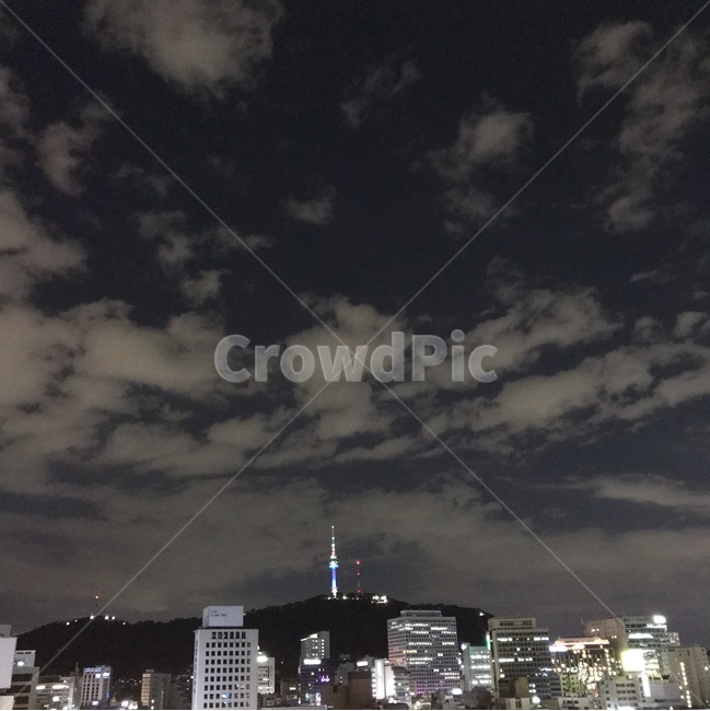 서울,야경,남산,남산타워,서울n타워,하늘,구름,밤