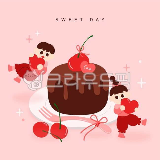 cherry,chocolate cake,trend,kid,character,Valentines Day,kitsch,flat,Choco,design,Emotion,man,female,fairy illustration,dessert illustration,fairy,february,valentine,Fork illustration,food illustration,fork,valentines day picture,person,February illustrat