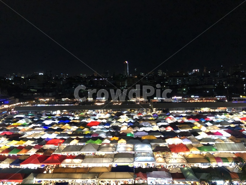 방콕,태국,딸랏롯파이,야시장,지붕,야경,밤,불빛,풍경