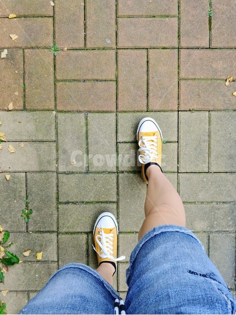 shoe,신발,스니커즈,운동화,벽돌길,보도블럭,sneakers,사람,인물,인간,human,person,신체일부,몸,body