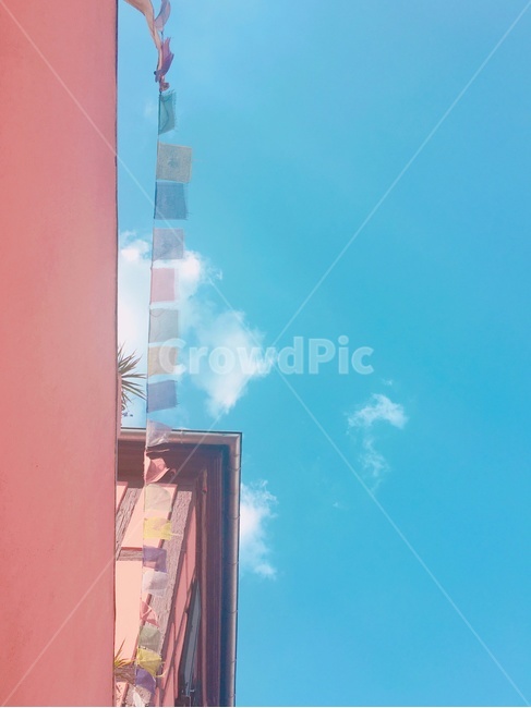 하늘,깃발,분홍,color,colorful,sky,벽,wall,pink,pastel,파스텔,색깔,바람