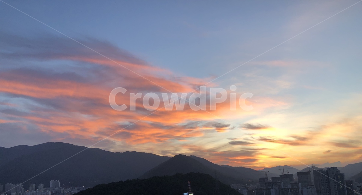 하늘,배경,노을,구름,풍경,파란