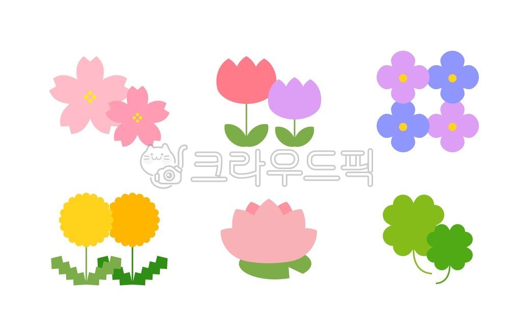 꽃,봄,벚꽃,튤립,연꽃,클로버,수국,자연,정원,식물,잎,꽃잎,귀여움,디자인,아이콘,일러스트,벡터,파스텔,장식,클립아트,그래픽,꽃다발,계절