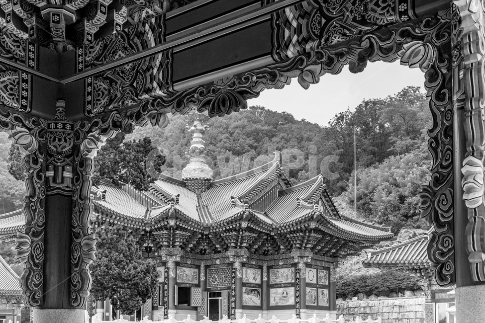 단청,기와,전통,사찰,문양,채색,고찰,한국의미,전통가옥,한국전통,한국문화,korean traditional,korean culture,종교,신앙,religion,belief,faith,흑백,모노톤,monochrome,black and white,건축물,건물외관,exterior,building,structure,architecture,construction