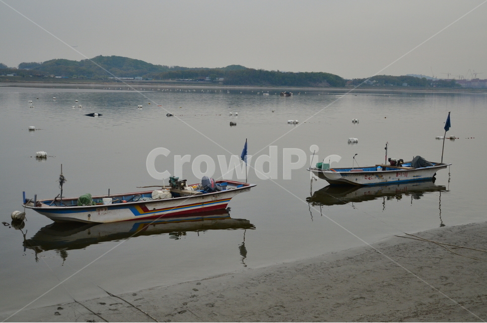 하구,한강,강가,고깃배,한강하구,정박,물고기잡이,물고기,선박,vehicle,보트,boat
