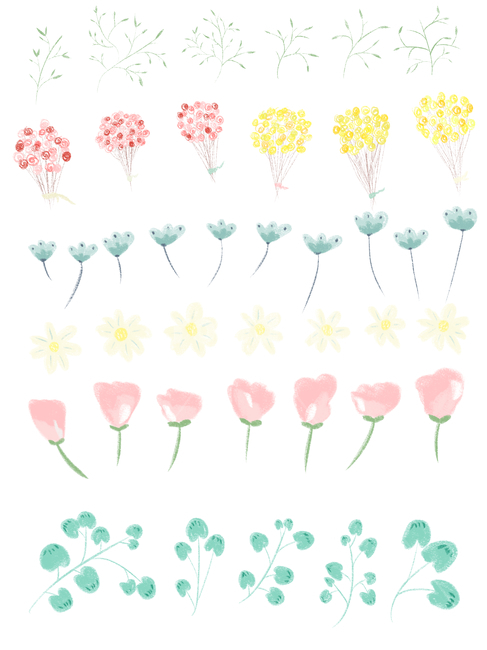 꽃,꽃일러스트,잎파리,손그림,감성적인,그래픽,일러스트레이션,graphic,illustration