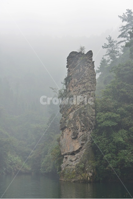 cliff,낭떠러지,water,물,nature,자연,weather,날씨,outdoors,옥외,중국,장가계,대협곡,보봉호수,안개