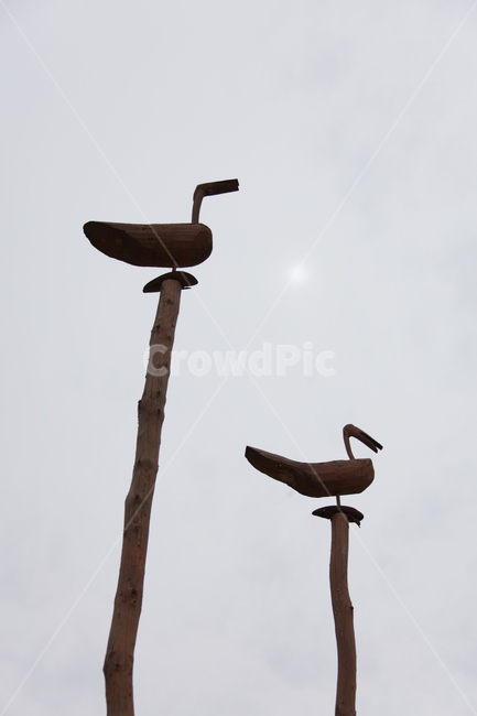bird,새,animal,동물,솟대,하늘,나무,전통,문화,흐린,회색