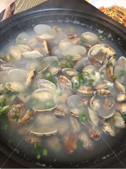 국,조개탕,음식,조리,조개