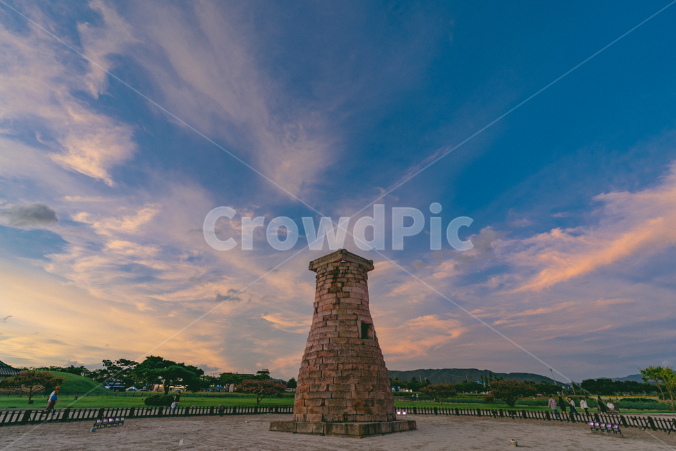 경주,일몰,sunset,노을,하늘,sky,field,들,outdoors,옥외,첨성대