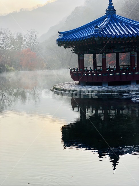 산,내장산,안개,물안개,정자,저수지,아침,자연,풍경,nature,landscape,한국자연풍경,한국자연경관,korea nature landscape