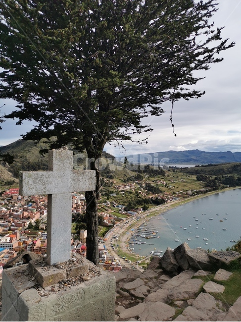 곶,자연,호수,산,전망,구름,하늘,십자가,종교,상징,나무,symbol,cross