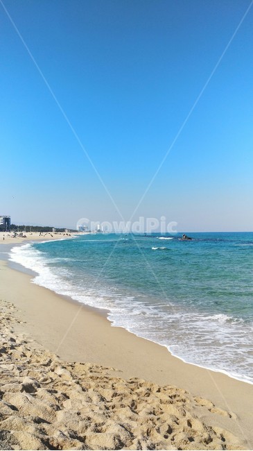 강릉,바다,파도,수평선,파란색,푸르다,풍경,해안선,모래,해변,바다,beach,sea
