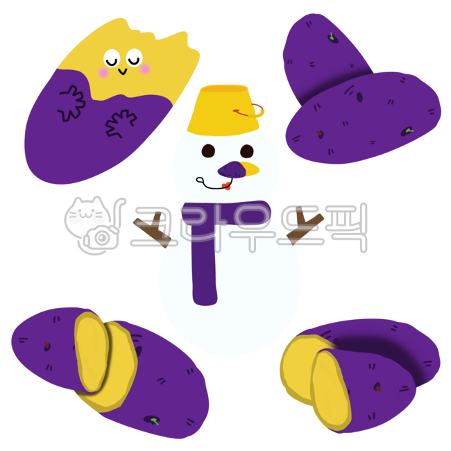 Sweet potato,sweet potato character,snowman sweet potato,sweet potato cross-section,multiple sweet potatoes