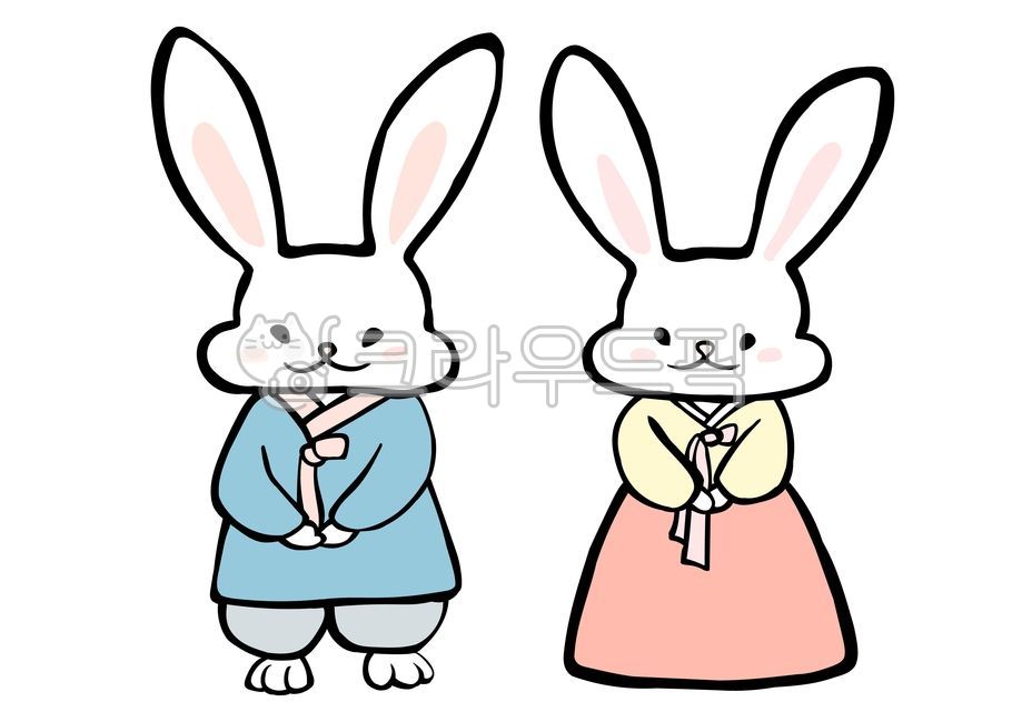 토끼,토끼캐릭터,귀여운,의인화,토끼인형,한복,한복토끼,설,명절,추석,인사,세배,꾸미기,데코,스티커,한복입은,파스텔,남자토끼,동물,여자토끼