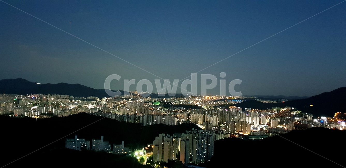도시,야경,경치,안양,산정상