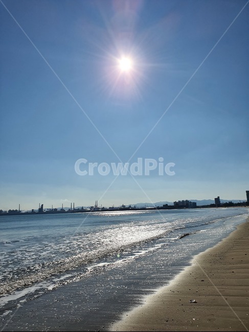 nature,자연,outdoors,옥외,태양,하늘,모래,해변,해수욕장,파도,포스코,파란색,하늘색,빛,물빛,포항,포항바다