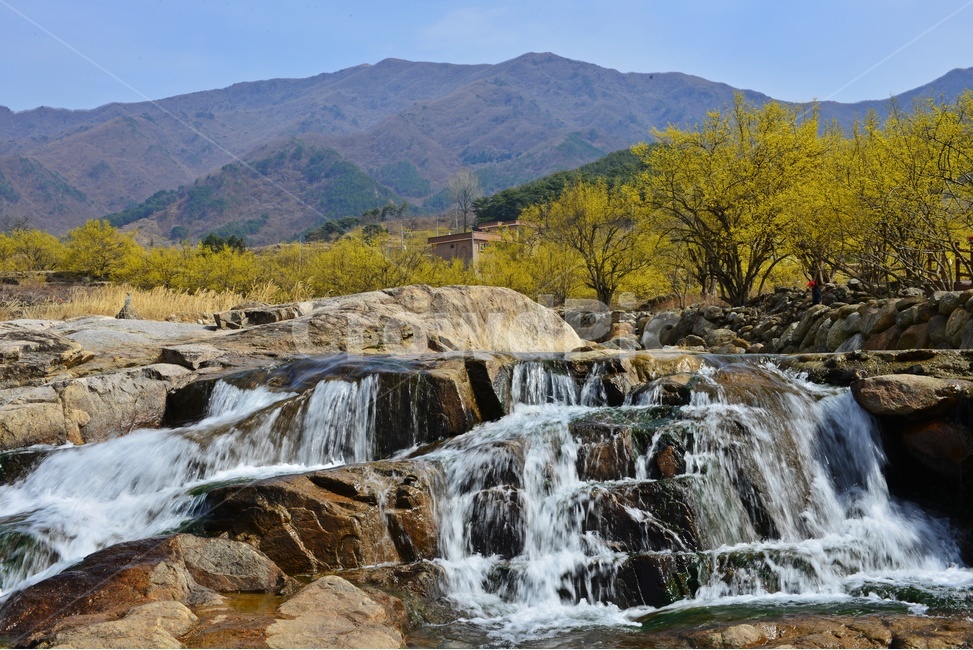 water,river,강,outdoors,옥외,nature,자연,waterfall,gravel,자갈,전남,구례,산동,산동마을,산수유,산수유마을,산동산수유마을,봄,산동봄,계절,노랑꽃,산수유꽃,폭포,만복대,경치,경관,풍경,자연,풍경,nature,landscape