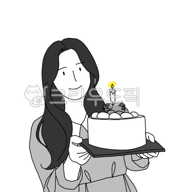 생일,케이크든사람,생일일러스트,생일축하해,축하,케이크,케익,케익일러스트,케이크그림,촛불,생일케이크,축하케이크,여자,데이트,기념일,여자친구,대학생,일러스트,그림,birthdaycake,생일케이크,cake,디저트,woman,여성,adult,성인,female,happybirthday,congratulation,흑백