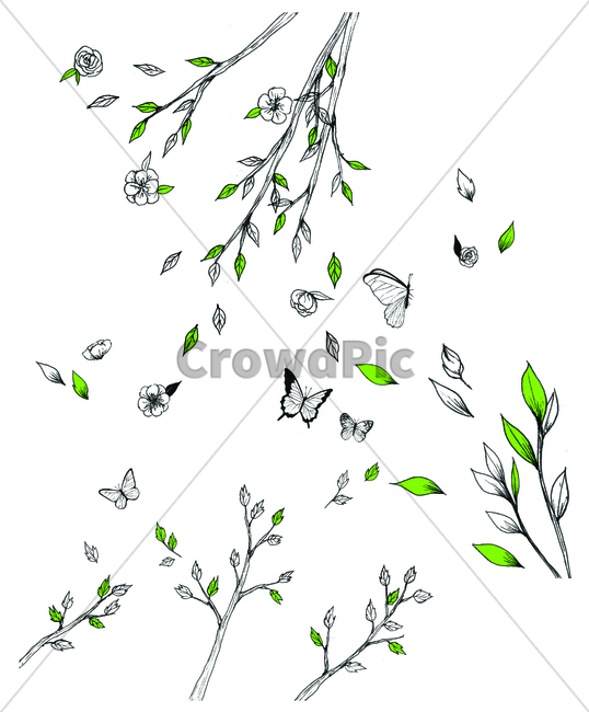 손그림,handdrawing,팬그림,팬라인,pen,penline,penpicture,나뭇잎,leaf,foliage,umbrage,나뭇가지,bough,twig,sprig,branch,나무,tree,wood,나비,butterfly,곤충,insect,bug,봄,spring,springtime,pendrawing