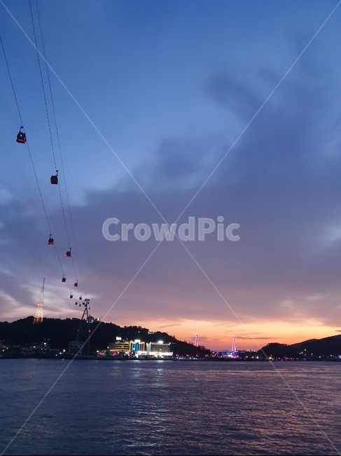 노을,바다,케이블카,구름,물,야경,밤,풍경,nightscape,night,landscape