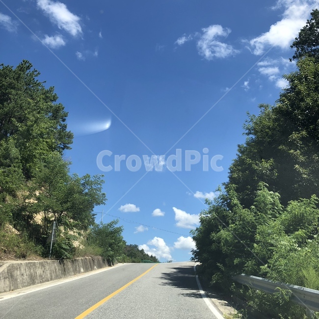 하늘,거리,도로,구름,언덕길