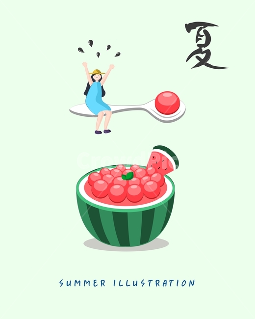 수박,수박화채,숟가락,사람,여름,계절,일러스트,도형,배경,백그라운드,한자,여름,계절,summer,season,그래픽,일러스트레이션,graphic,illustration
