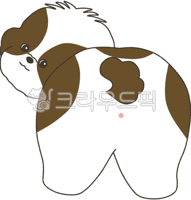 시츄,시츄뒷태,강아지뒷태,강아지엉덩이,반려견,반려동물,강아지,강아지캐릭터,반려견일러스트,토실토실한강아지,뽀송한강아지,얼룩강아지,귀여운강아지,심플일러스트,선그림스타일,동글동글캐릭터,감성그림체,이모티콘,스티커디자인,캐릭터굿즈,배경없는png,반려동물캐릭터