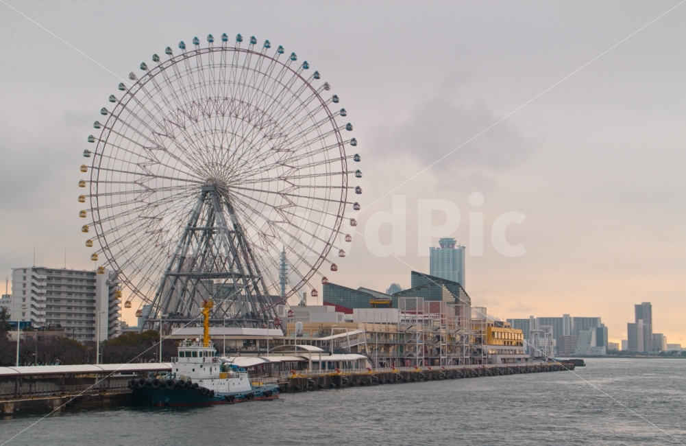 바다,관람차,풍경,하늘,저녁,노을,건물,배,항구,도시,풍경,city,landscape,해외,외국,세계,foreign,oversea,world